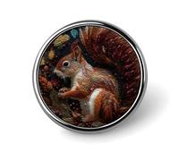 Custom Squirrel Embroidery Lapel Pin Aluminum Alloy Button Badge Personalized Exquisite Brooch Classic Pin 1 Inch for Backpacks Hat Suit Jacket Clothing Decoration