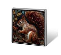 Custom Squirrel Embroidery Lapel Pin Aluminum Alloy Button Badge Personalized Exquisite Brooch Classic Pin 0.7" X 0.7" Inch for Backpacks Hat Suit Jacket Clothing Decoration