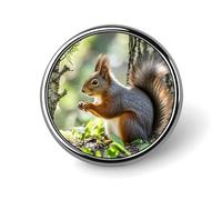 Custom Squirrel in The Woods Lapel Pin Aluminum Alloy Button Badge Personalized Exquisite Brooch Classic Mini Pin 1 Inch for Backpacks Hat Suit Jacket Clothing Decoration