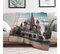 Custom St Basil Cathedral in Moscow Flannel Fleece Throw Blanket 40x50 Inch Soft Cozy Throws for Couch Sofa Bed Farmhouse Blankets Comfort Decorative Bedtime Blanket Lightweight All Season Ea