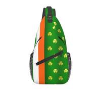Custom St Patrick's Day Shamrock Clover Leaf Sling Chest Bag Irish Flag Crossbody Shoulder Backpack for Cycling Camping Daypack