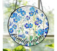 Custom Stained Glass Window Hanging, Personalized Forget-me-nots/Myosotis Stained Glass Sun Catchers, Custom StainedGlass Hanging Decor, Gifts for Women Men Mom Nana Mother's Day Birthday Christmas