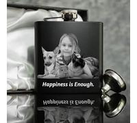 Custom Stainless Steel Flask with Photo and Text Personalized Engraving 8 oz Hip Flask Great Gift for Men, Fathers, Groomsmen, Birthdays, Father's Day, Weddings (Personalized Text)