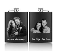 Custom Stainless Steel Flask with Photo and Text Personalized Engraving 8 oz Hip Flask Great Gift for Men, Fathers, Groomsmen, Birthdays, Father's Day, Weddings (Personalized Photo 2)