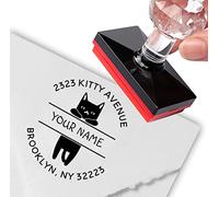 Custom Stamp Personalized Stamp Cute Black Kitty Cat Cartoon Round Return Address Personalized Stamp Wedding Invitation Self Inking Stamp