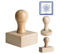 Custom Stamp - Personalized Wooden Rubber Stamp with Logo, Name, and Address, Upload Your Own Design, Multiple Sizes for Branding & Crafting (Square)