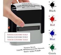 Custom Stamp Self Inking Stamps Personalised Return Address Rubber Stamp for Business, Up to 3 Lines