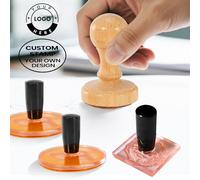 Custom Stamp with Logo & Text - Personalized Wooden Handle Rubber Stamp for Business & Crafting