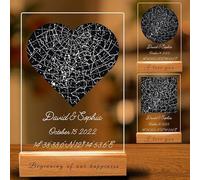 Custom Star Map Plaque, Personalized Star Constellation Chart Night Light, first date map, Our First Date plaque For Anniversary, where we met map (5 Size: 15-40cm)