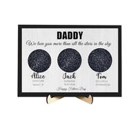 Custom Star Map Plaque,Personalized The Night You Became Our Daddy with Kids Name Birth Date Wooden Sign Frame,Fathers Day Birthday Gifts for Dad Grandpa from Daughter Son