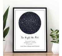 Custom Star Map Print,Night We Met Anniversary,Night Sky Print Framed,Custom Star Map Poster,Wedding Gift,Constellation Print,Personalised Gift,with Frame Wall Art (A3(33X45CM))