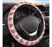 Custom Steering Wheel Cover Personalised Print Any of Your Design Face Photo Customizable pink van Steering wheel protector leopard Stretchable Car Interior Accessories for Most Vehicles (38cm)