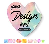 Custom Stickers Personalized Labels - Customized Stickers with Any Design Image Logo Text,Custom Stickers for Business Logo,Custom Thank You Label Stickers,100 Labels (Heart,2.5"x2.5")