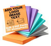 Custom Sticky Notes 3" x 3" with Text Logo 10-800 Pack 50 Sheets/Pad for Office, School, Business Marketing Stationery Note (20)