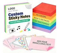 Custom Sticky Notes Bulk 5-1000 Pack - 3"x3" Custom Notepads Promotional Items with Your Text Logo 50 Sheets/Pad, Stationery Note for Office Business School Students (30)