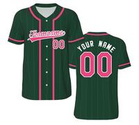 Custom Stitched Baseball Jersey for Men/Women/Boys - Personalised Casual Button Short Sleeve Pinstripe T-Shirt, Team Sports Uniform & Active Wear