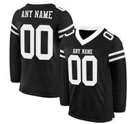 Custom Striped American Football Jersey, Personalised Long Sleeves Name Number Team Name Logo Jerseys, Training Rugby Uniform for Men Women Boys Girls