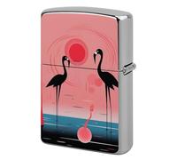Custom Stripes and Flamingos Lighter Case Personalized Metal Lighter Cover Holder Reusable Shockproof Protective Lighters Without Insert Gift for Men Women Dad Husband