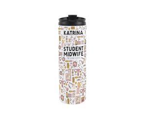 Custom Student Midwife Travel Mug - Personalised Funny Novelty Job Gift for Midwives/Fertility Doctors - Reusable Stainless Steel Vacuum-Sealed Double-Walled Flask 500ml (16 fl oz)