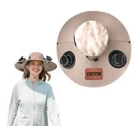 Custom Sun Hat With Fan Wide Brim Beach Cap,Personalised Bucket Hat Baseball Cap With Adjustable Unisex,Hiking Travelling Fishing Cycling Built-in Solar Cell (UK, Alpha, One Size, Beige(A))