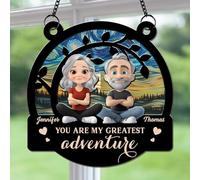 Custom Suncatcher - My Greatest Adventure Personalized Acrylic Hanging Decoration for Home and Garden, Unique Gift for Husband Wife on Special Occasions Anniversity Wedding