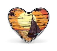 Custom Sunset And Sailboat Lapel Pin Aluminum Alloy Button Badge Personalized Heart Exquisite Brooch Classic Mini Pin for Backpacks Hat Suit Jacket Decoration