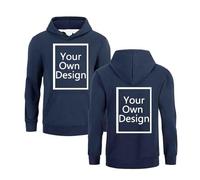 Custom Sweatshirt Hoodie for Men/Women Design Your Own Shirt Add Text Personalized Cotton Tee Printed Front/Back Casual Personalized Gift Comfy Outdoor Navy