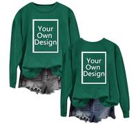Custom Sweatshirts Customised T Shirt Long Sleeve Round Neck Personalised Shirts Pullover Jumper Custom Front and Back Printed Tops with Your Image for Valentines