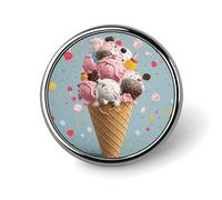 Custom Sweet Ice Cream Lapel Pin Aluminum Alloy Button Badge Personalized Exquisite Brooch Classic Mini Pin 1 Inch for Backpacks Hat Suit Jacket Clothing Decoration