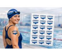 Custom Swim Club Temporary Tattoos - Upload Your Logo - A4 Sheet with Repeated Designs - Waterproof Team Tattoos for Galas, Events & Competitions (10 Sheets)