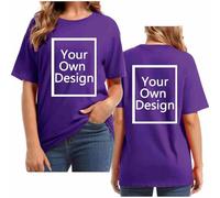 Custom T Shirt Women Personalised Christmas Shirts Oversized Customised Tshirt Casual Loose Printed Short Sleeve Tops Purple L