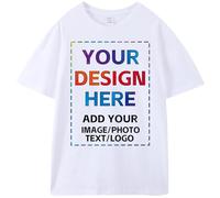 Custom T-Shirts for Men and Women,Design Your Own Photo Shirt and Text Shirt Front/Back,Custom Cotton T-Shirt, White, S