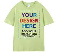 Custom T-Shirts for Men and Women,Design Your Own Photo Shirt and Text Shirt Front/Back,Custom Cotton T-Shirt, Matcha Green, S