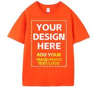 Custom T-Shirts for Men and Women,Design Your Own Photo Shirt and Text Shirt Front/Back,Custom Cotton T-Shirt, Orange, S