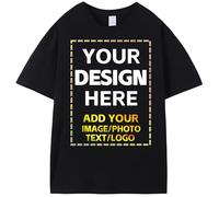 Custom T-Shirts for Men and Women,Design Your Own Photo Shirt and Text Shirt Front/Back,Custom Cotton T-Shirt, Black, S