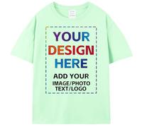 Custom T-Shirts for Men and Women,Design Your Own Photo Shirt and Text Shirt Front/Back,Custom Cotton T-Shirt, Aquamarine, S