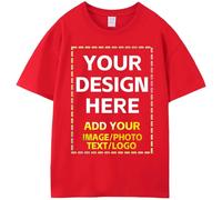 Custom T-Shirts for Men and Women,Design Your Own Photo Shirt and Text Shirt Front/Back,Custom Cotton T-Shirt, Red, S