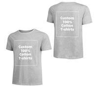 Custom T-Shirts for Men & Women - Design & Make Your Own Shirt, Personalized Cotton Tee with Front/Back Photo & Text Printing Light Heather Grey
