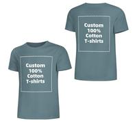 Custom T-Shirts for Men & Women - Design & Make Your Own Shirt, Personalized Cotton Tee with Front/Back Photo & Text Printing Grey Blue