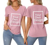 Custom T Shirts for Men/Women Design Your Own Shirt Add Po Design Text Personalized Funny Tee Plus Size Summer Tops Custom Print T Shirt Front and Back Casual T Shirts Pink