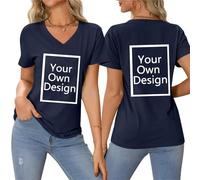 Custom T Shirts for Men/Women Design Your Own Shirt Add Po Design Text Personalized Funny Tee Plus Size Summer Tops Custom Print T Shirt Front and Back Casual T Shirts Navy