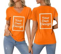 Custom T Shirts for Men/Women Design Your Own Shirt Add Po Design Text Personalized Funny Tee Plus Size Summer Tops Custom Print T Shirt Front and Back Casual T Shirts Orange