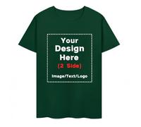 Custom T-Shirts for Men, Women & Kids Design Your Own Printed Image, Personalized Cotton Tee Shirts for Adults Dark Green