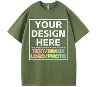 Custom T Shirts for Men Women with Image/Text/Photo - Personalized Cotton Customized Shirt - Custom Your Own Gift Shirts, Army Green, 4XL