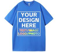 Custom T Shirts for Men Women with Image/Text/Photo - Personalized Cotton Customized Shirt - Custom Your Own Gift Shirts, Royal Blue, XL