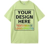 Custom T Shirts for Men Women with Image/Text/Photo - Personalized Cotton Customized Shirt - Custom Your Own Gift Shirts, Matcha Green, L