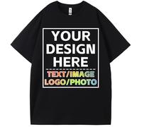 Custom T Shirts for Men Women with Image/Text/Photo - Personalized Cotton Customized Shirt - Custom Your Own Gift Shirts, Black, XS