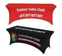 ＨＡＯＡＮＧＺＨＥ Custom Table Cloth with Business Logo or Text, Personalized Stretch Spandex Table Cloth - Custom Tablecloths for Weddings, Birthday, Business Tradeshow Events or Birthday Wedding