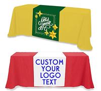 Custom Table Runner with Business Logo Personalised Table Cloth Cover for Tradeshow Events, Weddings, Birthday, Anniversaries(33×183cm/13"x72")