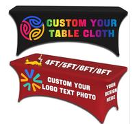 Custom Tablecloths with Business Logo or Text - Personalized Stretch Spandex Table Cloth - for Tradeshow Events, Weddings, Birthday, Anniversaries, Christmas Decor - (6FT 72''×30''×29''(183×76×74CM))
